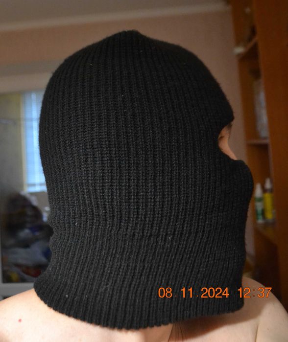 Балаклава, подшлемник (под шлем) шерстяная вязаная. Двойная. Выс 33 см