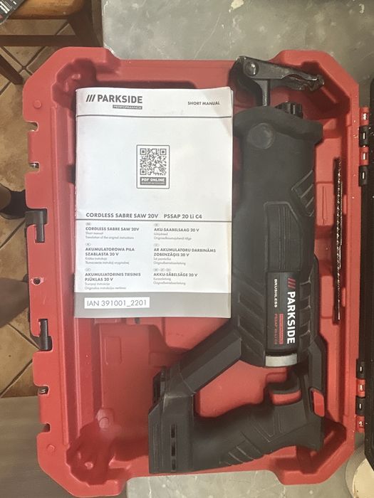 Piła szablasta akumulatorowa Parkside 20V PSSAP 20Li C4 bezszczotkowy lisi ogon lisica piła szablasta pila do gałezi brzeszczot metal drewno cegła