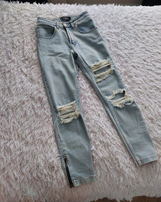 Spodnie miss denim xs jasny jeans podarte
