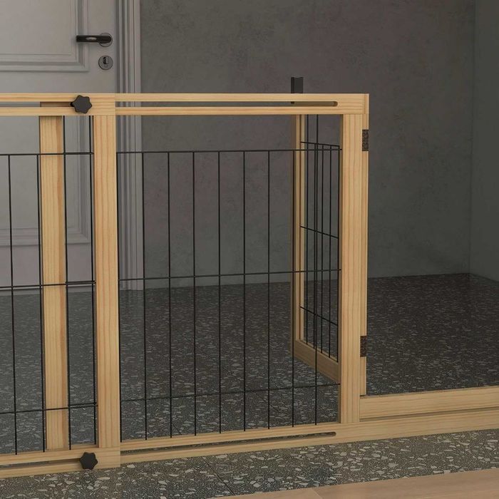 ENVIO GRÁTIS - Barreira Madeira p/ cão com pernas  112-159x44x70cm