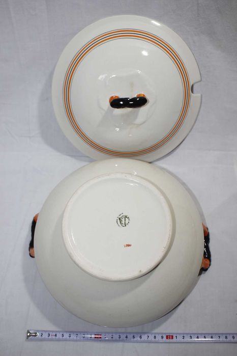 Terrina / Sopeira - Loiça Sacavem - Laranja preto - Design modernista