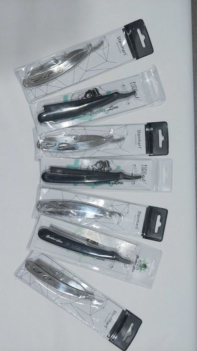 Navalhas de barbeiro de aço inoxidavel ou cabo em plástico