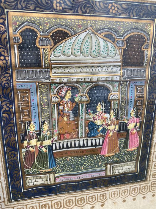 Pinturas Indianas em Seda Antigas 25 cm