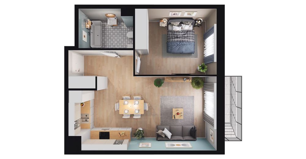 2-pokojowe mieszkanie 45m2 + balkon Bez Prowizji
