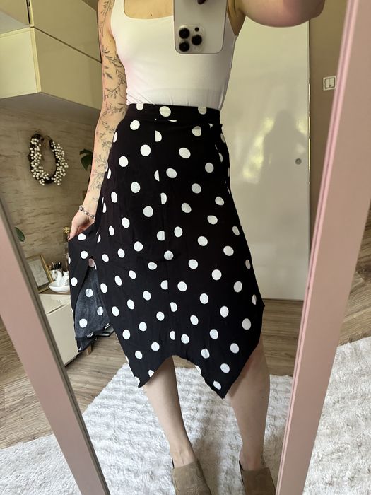 spodnica midi w grochy asymetryczna