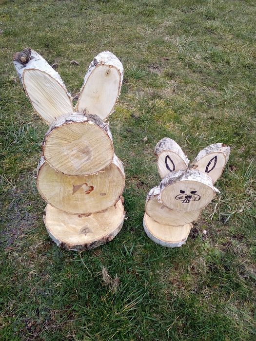 Drewniany zajączek, ozdoba do ogrodu!