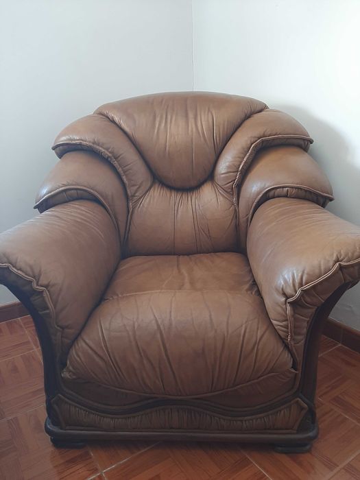 Sofás castanhos em pele