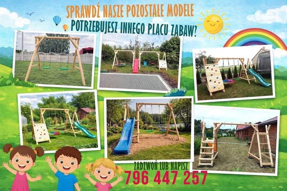 Plac zabaw dla dzieci TYMEK ślizg 2x huśtawka wspinaczka solidny trwał