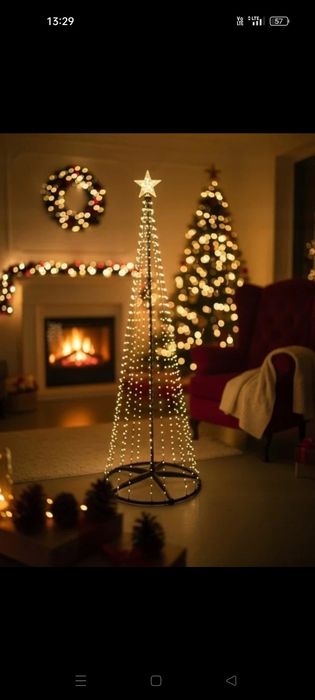 Choinka XL 230 cm stożek 270 LED gwiazda dekoracja