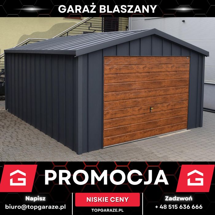Garaż blaszany nowoczesny NA RĄBEK blacha garaz premium grafit