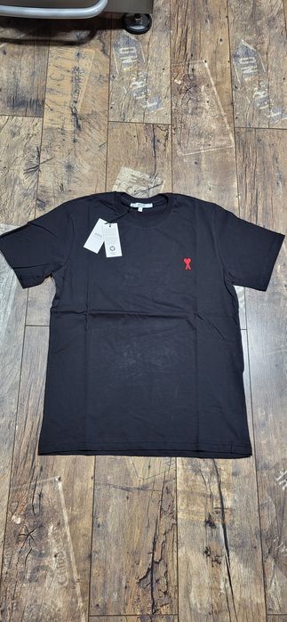 Ami czarna koszulka męska t-shirt bawełna premium serce logo L
