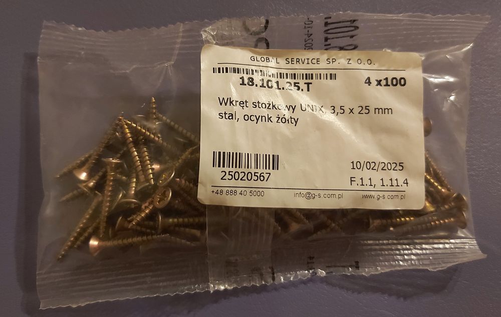 Wkręty do drewna z łbem stożkowym 3,5×25mm