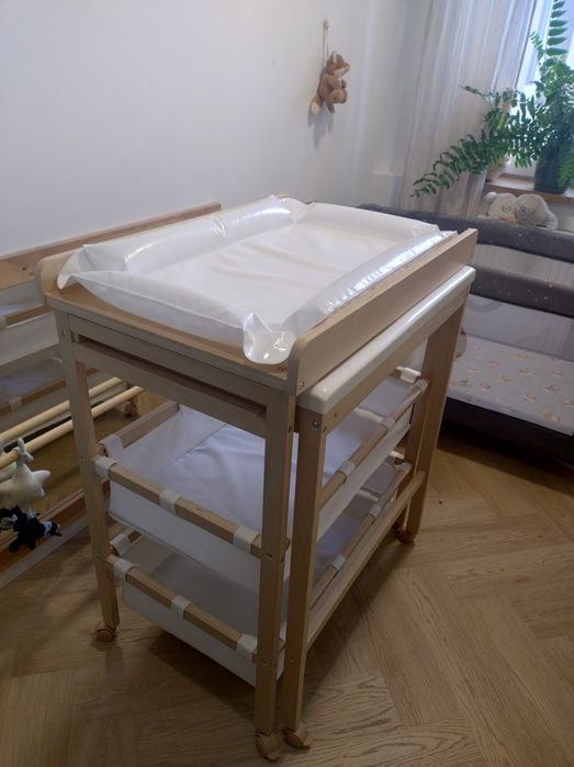 ROBA Wanienka + przewijak DREWNO 83x56x100 cm z matą i pokrowcami