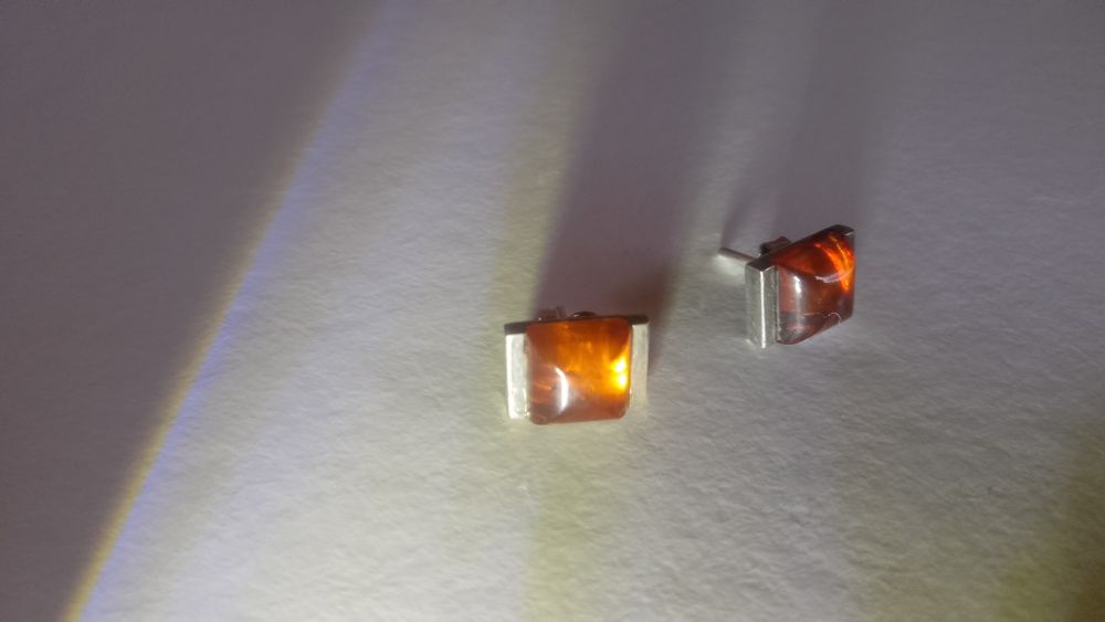 Сережки срібло з бурштином(янтарь)