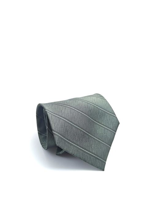 roccobarocco włoski szary jedwabny krawat w paski ady51