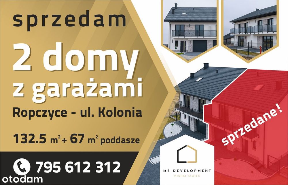 Dom w zabudowie Bliźniaczej 132m2+67m2 poddasze, blisko Rzeszowa !