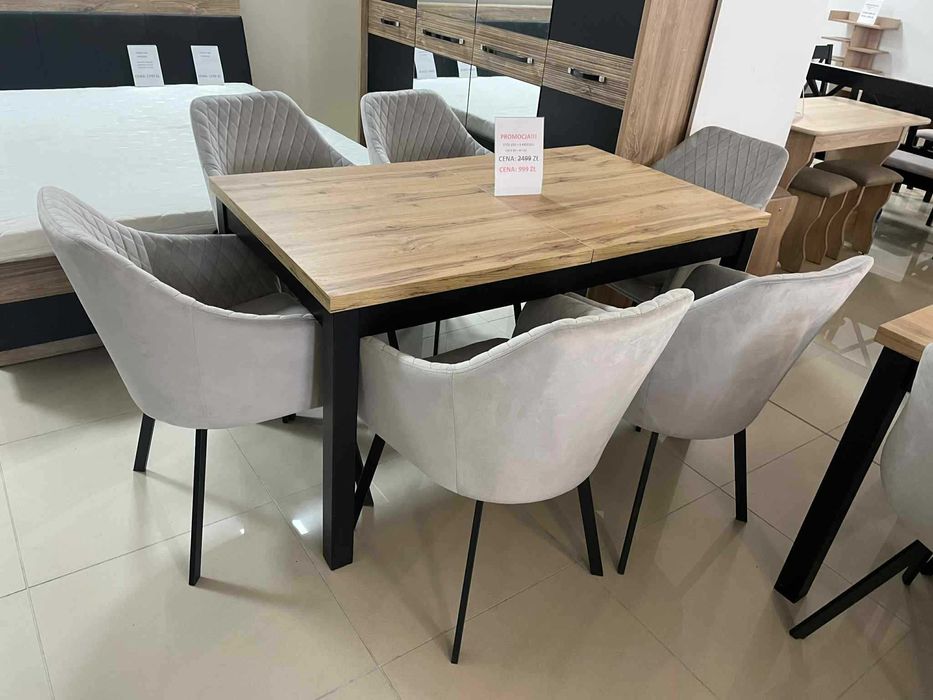 (166WN) Stół loft rozkładany + 6 krzeseł, wyprzedaż 999 zł