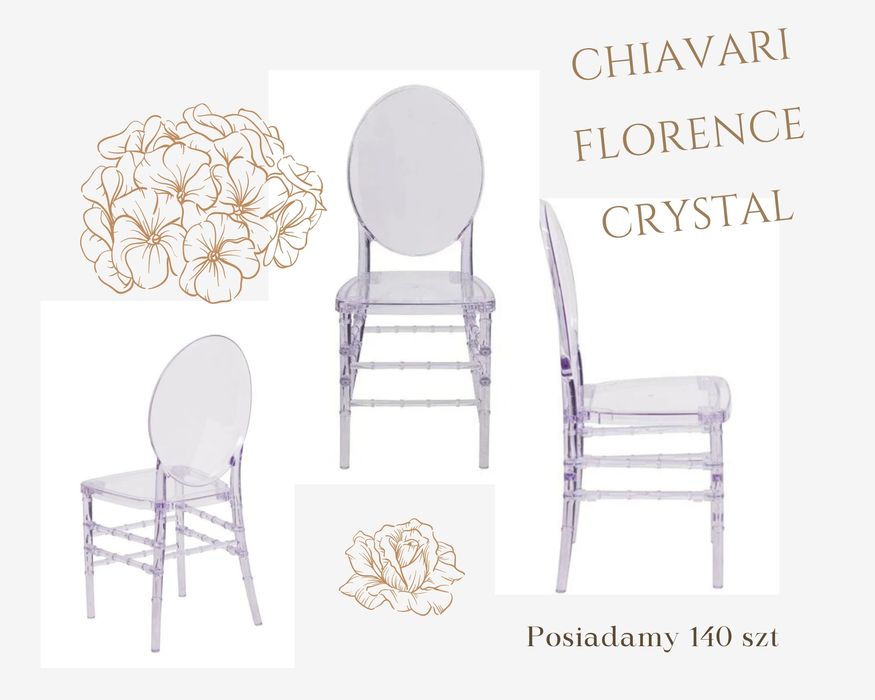 Wynajem krzeseł Chiavari Ghost  krzesła bankietowe wesele