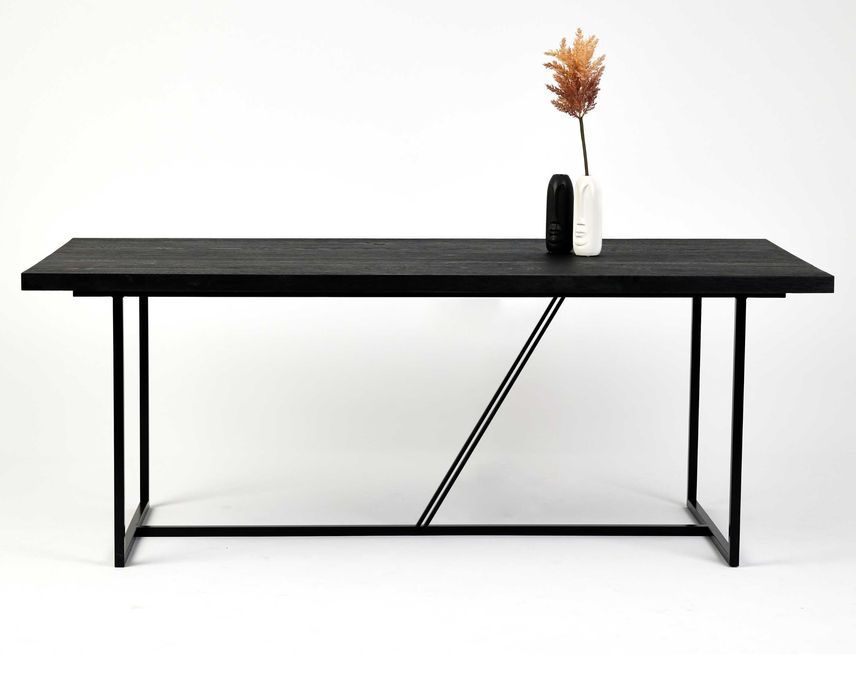 Stół dębowy palony CZARNY LORD | Lite drewno dębowe