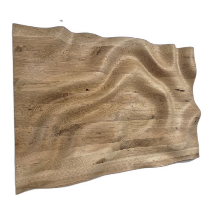 Dębowy panel 3D – fala i górski krajobraz 56 × 37 cm