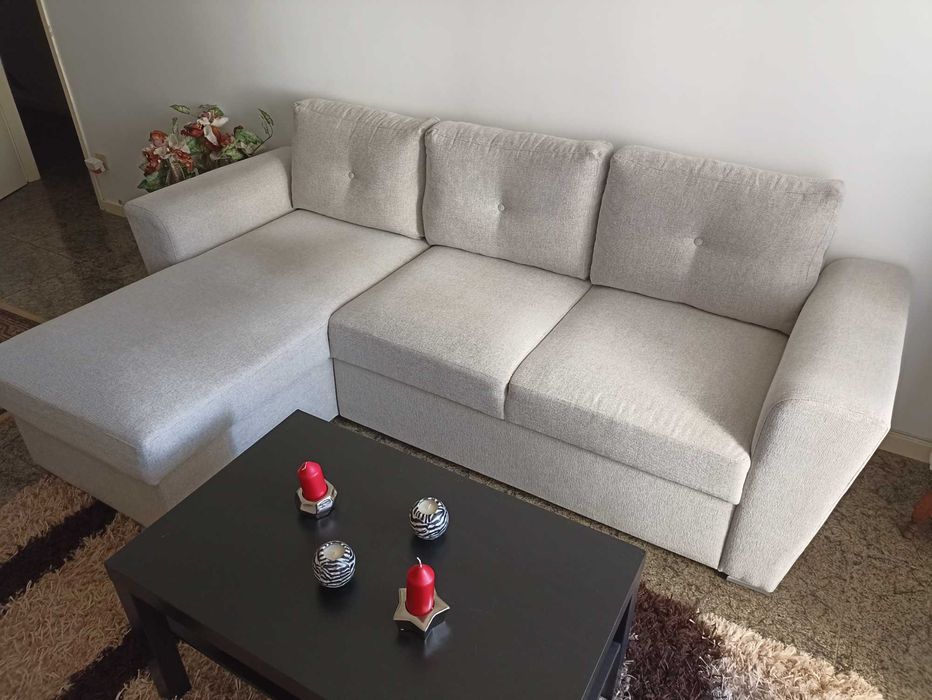 Sofá Chaise Longue, com Cama e Gavetão