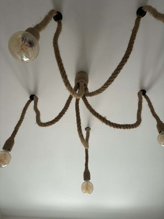 Lampa sufitowa żyrandol loft liny