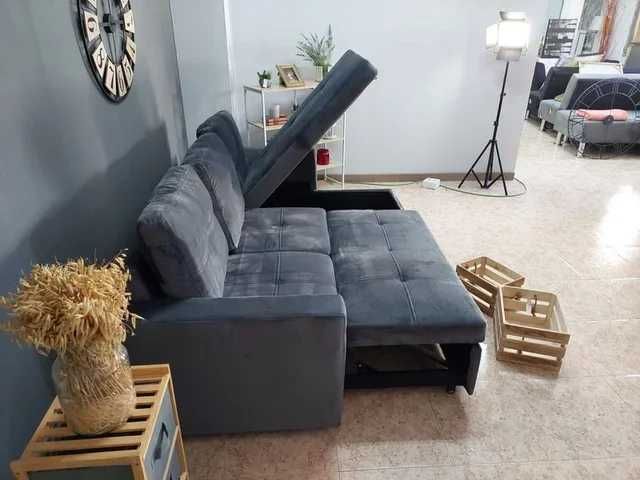 Sofá-cama com espaço de arrumação - envio grátis