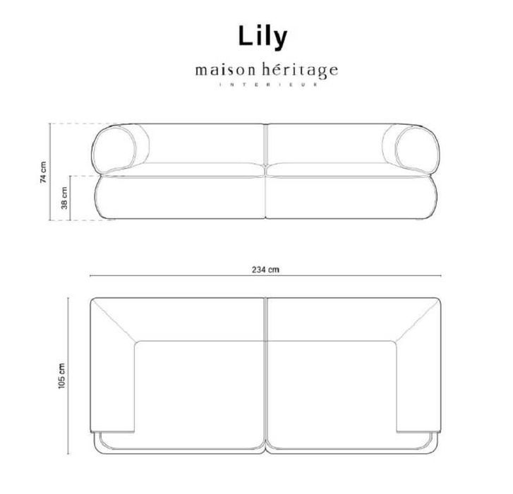 Sofa skórzana modułowa 3-os Lily Black 234x105x74cm Maison Heritage
