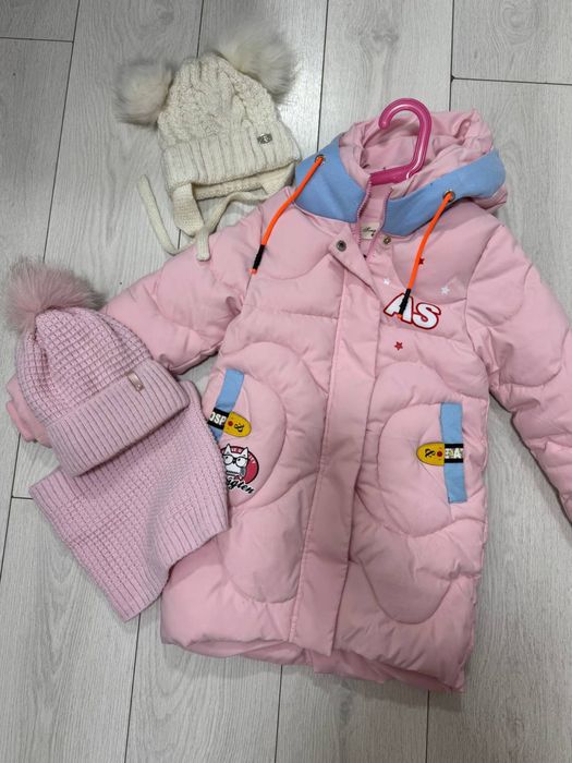 Комплект куртка тепла+шапки 116-122 см