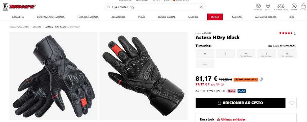 Luvas mota - Astera HDry Black