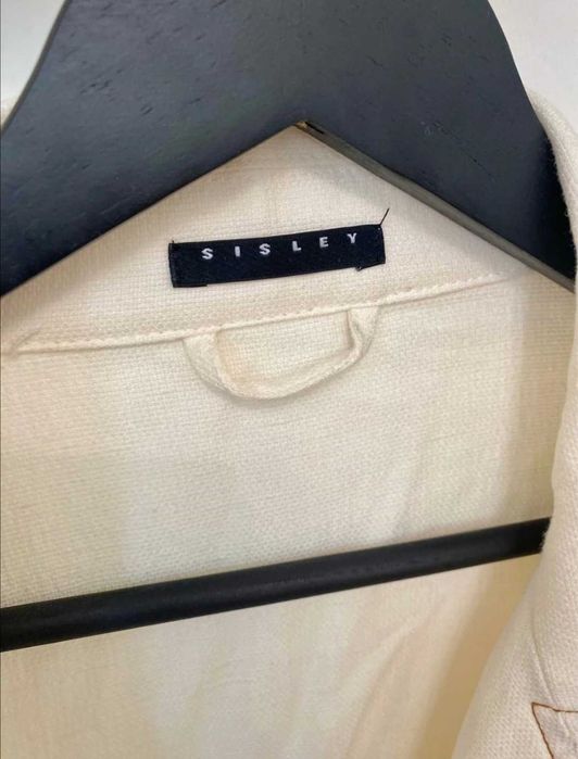 Marynarka żakiet kurtka Len wiskoza biała Sisley 38 40 M L