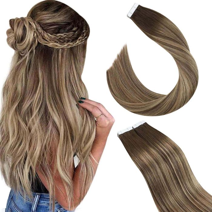 Волосся для нарощення натуральне на стрічках virgin remy 50g, 60cm