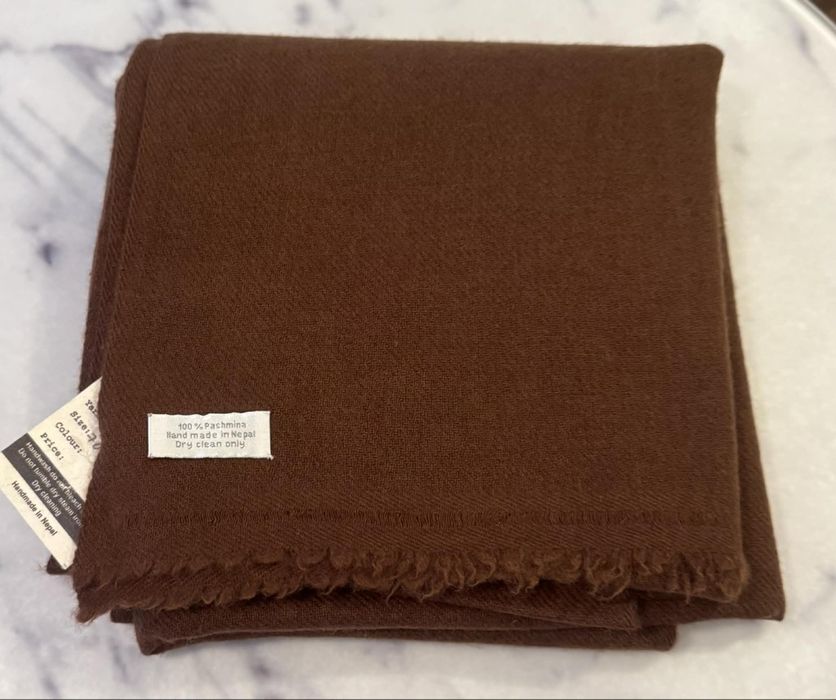 Szal Kaszmirowy z Nepalu 100% kaszmir/pashmina brąz