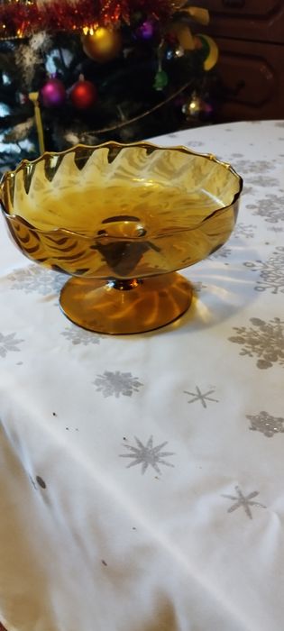 Patera szklana miodowa