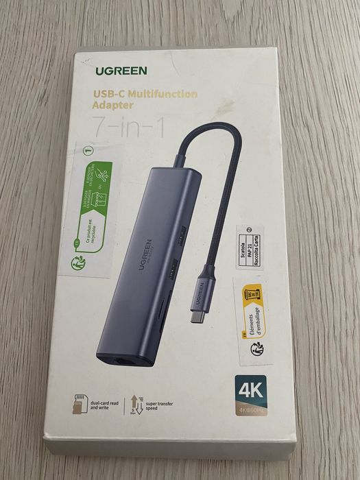 Хаб для Макбука M1 M2 7-в-1 Ugreen USB C Gigabit Ethernet Rj45 LAN 4k ...