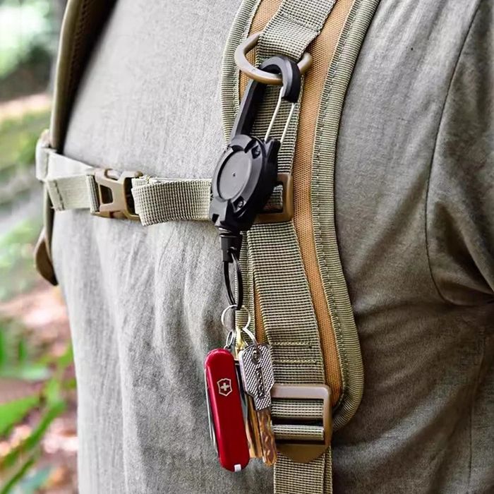 Карабин с катушкой, трос 60 см