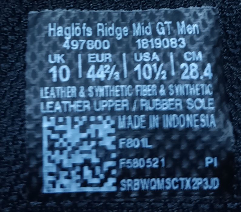 Buty Haglofs Ridge Mid Gore-Tex Wodoodporne Trekking Outdoor r. 44 2/3