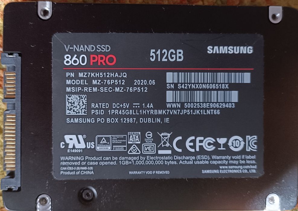 SSD Samsung 860 PRO V-NAND de 512GB