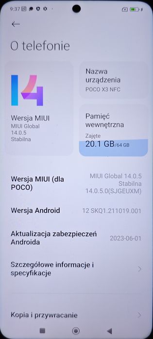 Telefon POCO X3 NFC + ładowarka
