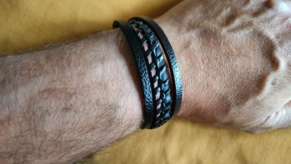 Męska bransoleta skórzana rzemień rzemyk 19 cm