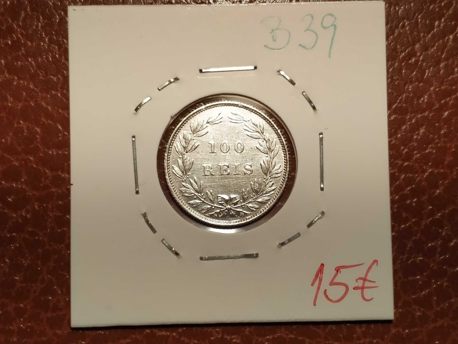 B39 moeda em prata de 100 reis de 1889 Portugal (Monarquia)