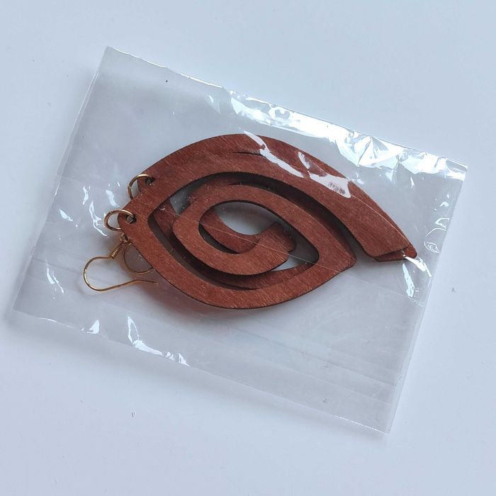 Nowe kolczyki drewniane boho vintage naturalne spiralne