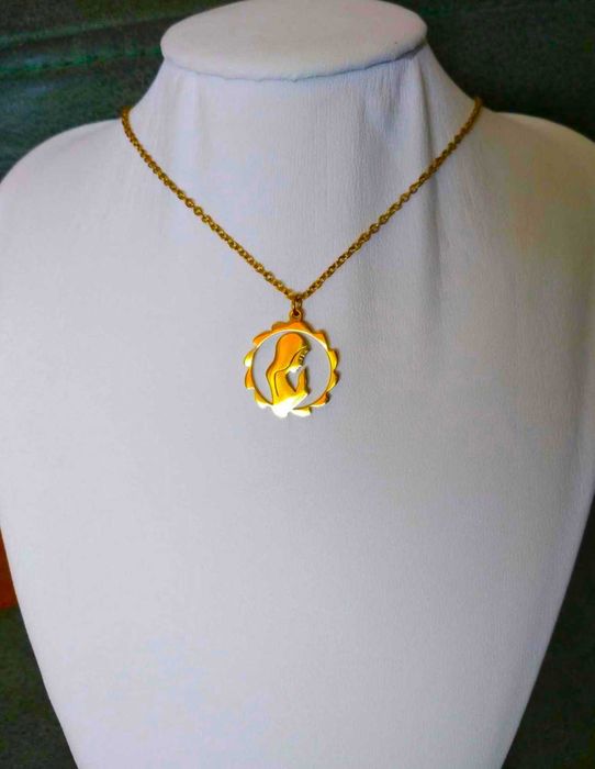 Colar Aço Dourado c/ Medalha Nossa Senhora NOVO
