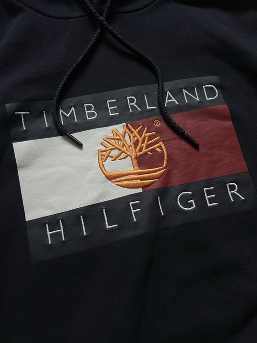 Tommy Hilfiger x Timberland (M) Flag Hoodie чоловіче худі темно-синьє на флісі кофта оригінал колаборація