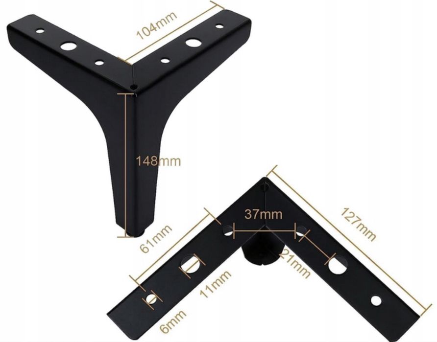Nóżki meblowe 15 cm, metalowe, czarne, 8 SZTUK, 800kg
