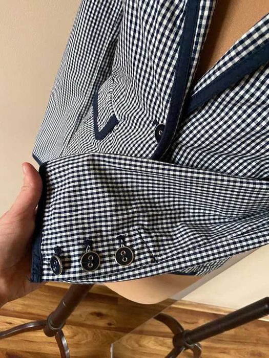 Mango mng zakiet kratka pepitka granat blazer marynarka 36 38