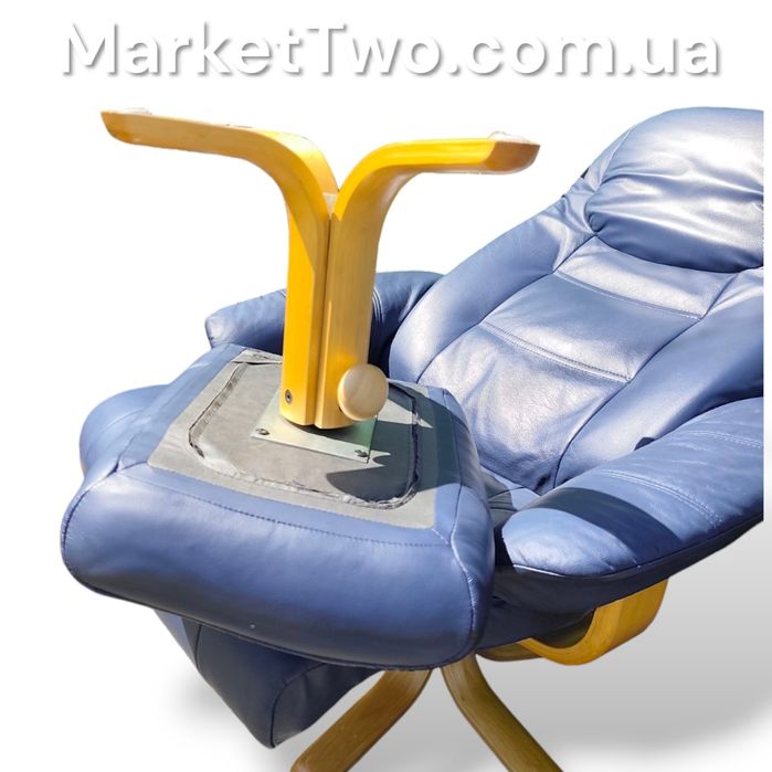 Кожаное,шкіряне крісло-реклайнер+пуф (010504)