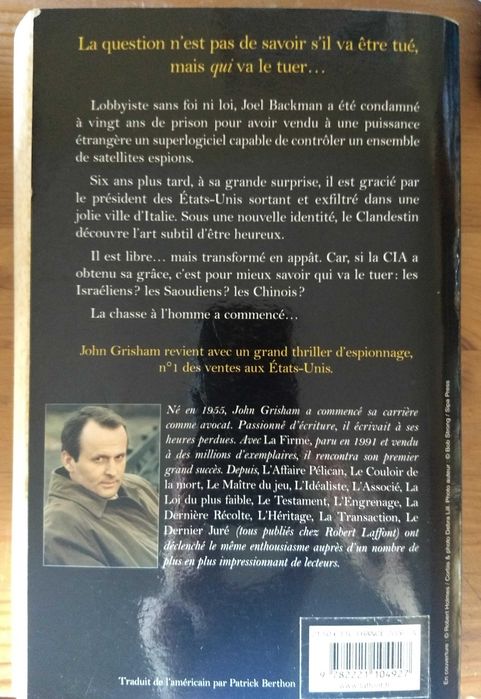 Le Clandestin, de John Grisham (edição francesa)