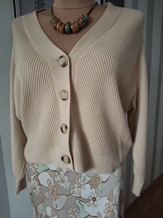 Kardigan damski beżowy nowy  oversize z metki L/XL