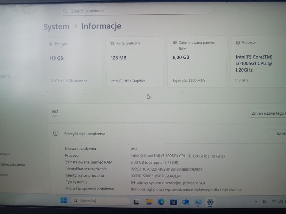 LENOVO ThinkBook 14 IIL 14 i3-1005G1 8GB RAM DDR4 128GB SSD